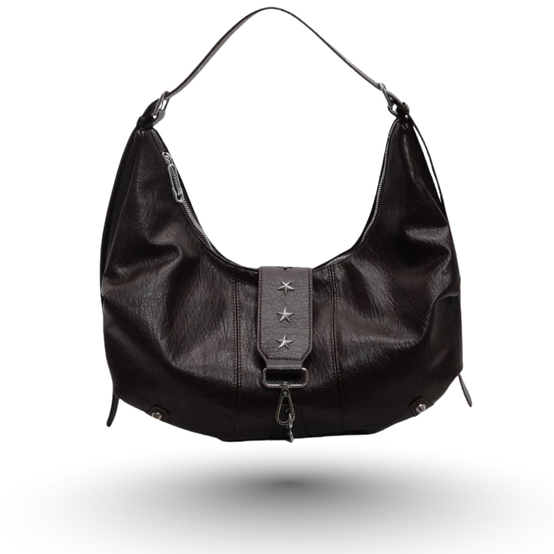 ANGE – Sac à main besace de cours en cuir vegan noir, chic et pratique