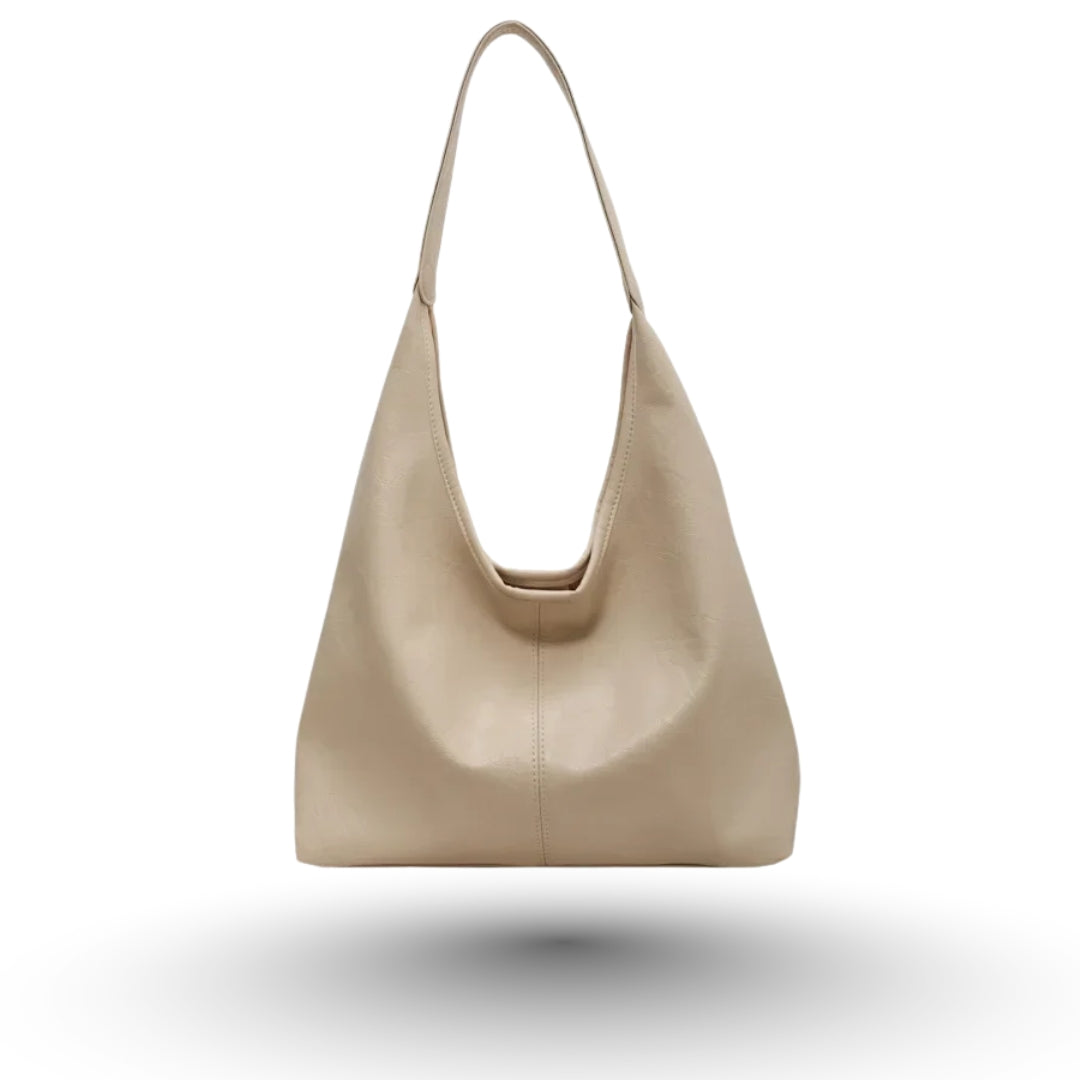 JENNA – Grand sac à main fourre-tout en cuir vegan chic beige, élégant et fonctionnel.