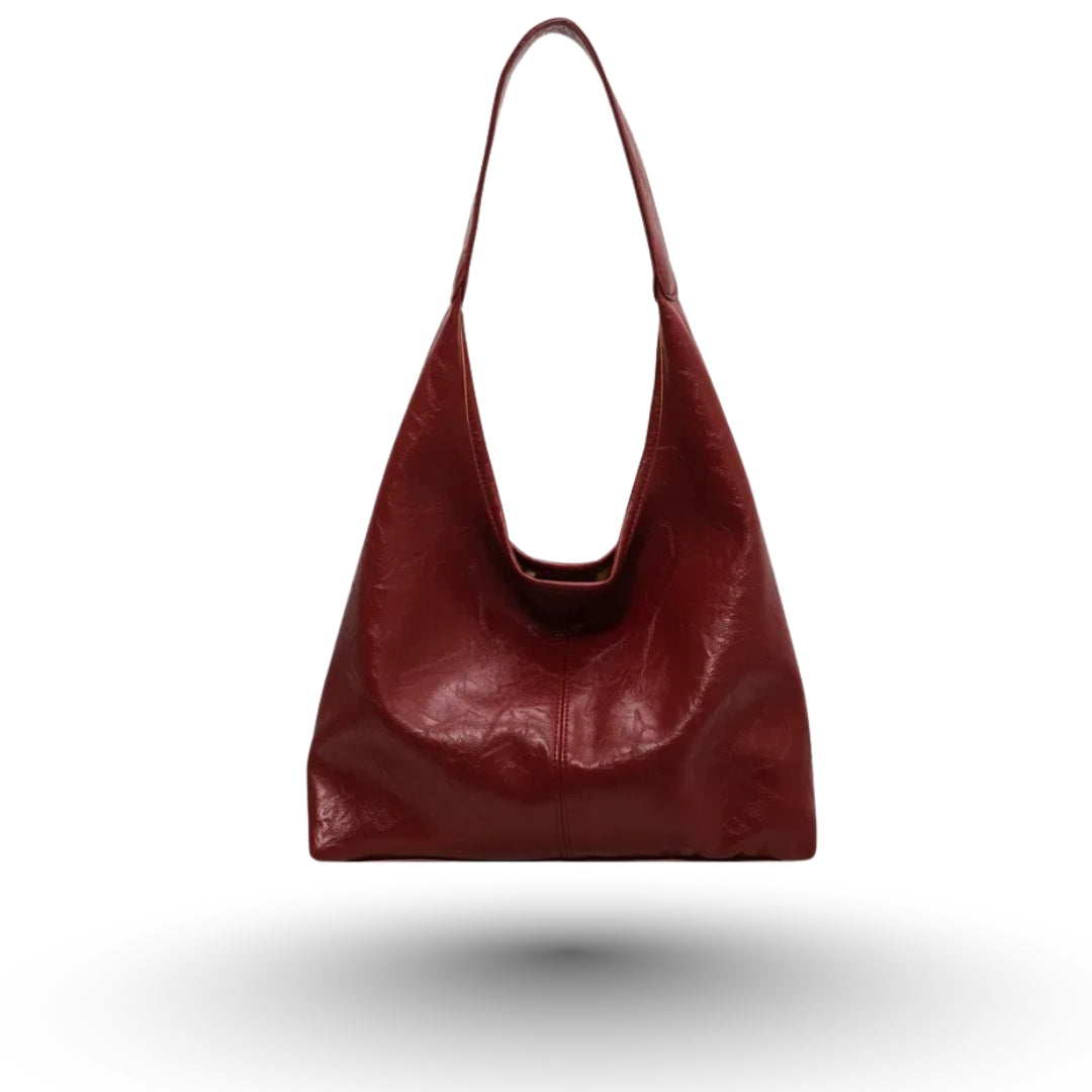 JENNA – Grand sac à main fourre-tout en cuir vegan chic bordeaux, élégant et fonctionnel.
