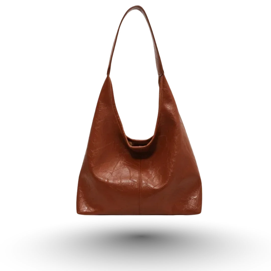 JENNA – Grand sac à main fourre-tout en cuir vegan chic camel, élégant et fonctionnel.