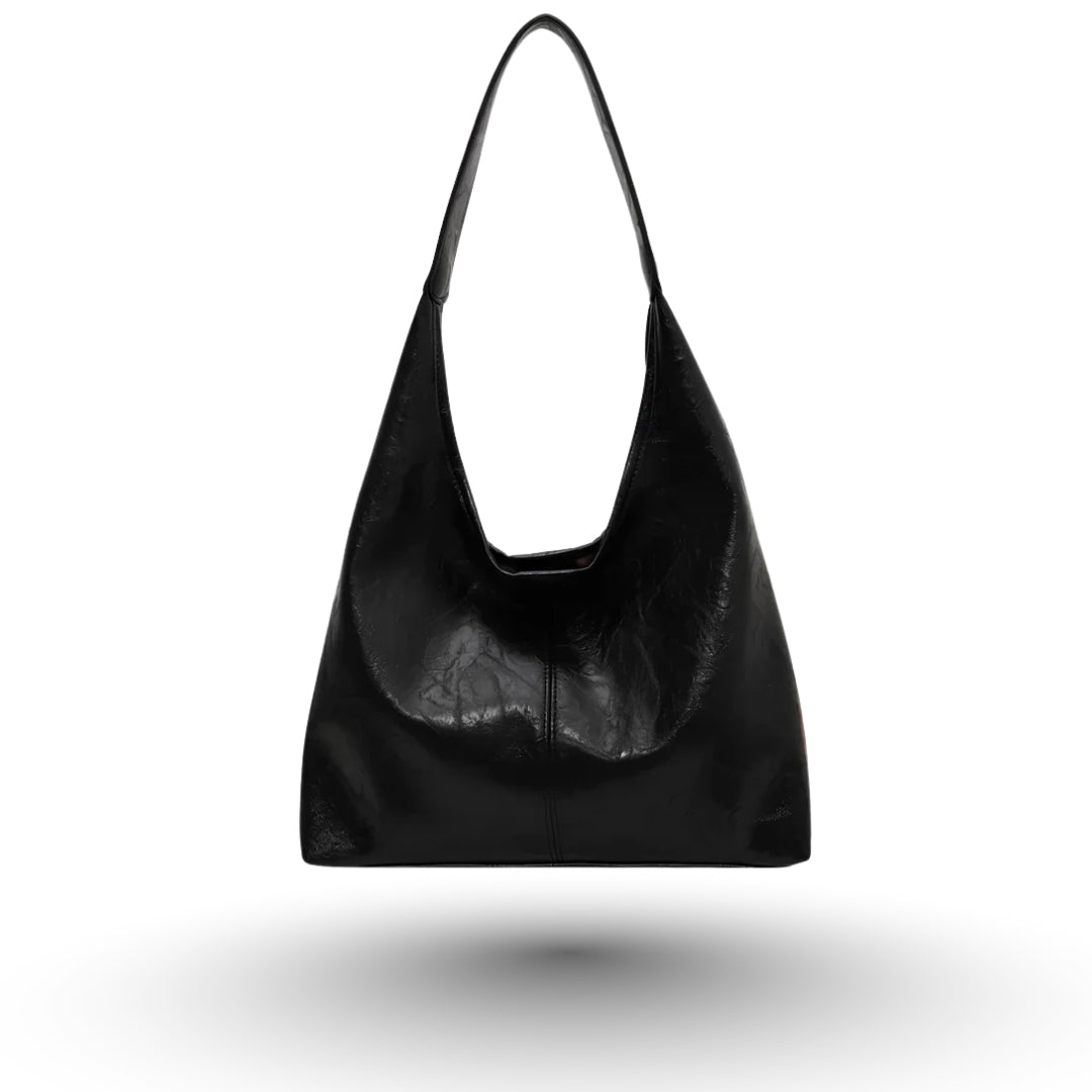 JENNA – Grand sac à main fourre-tout en cuir vegan chic noir, élégant et fonctionnel.