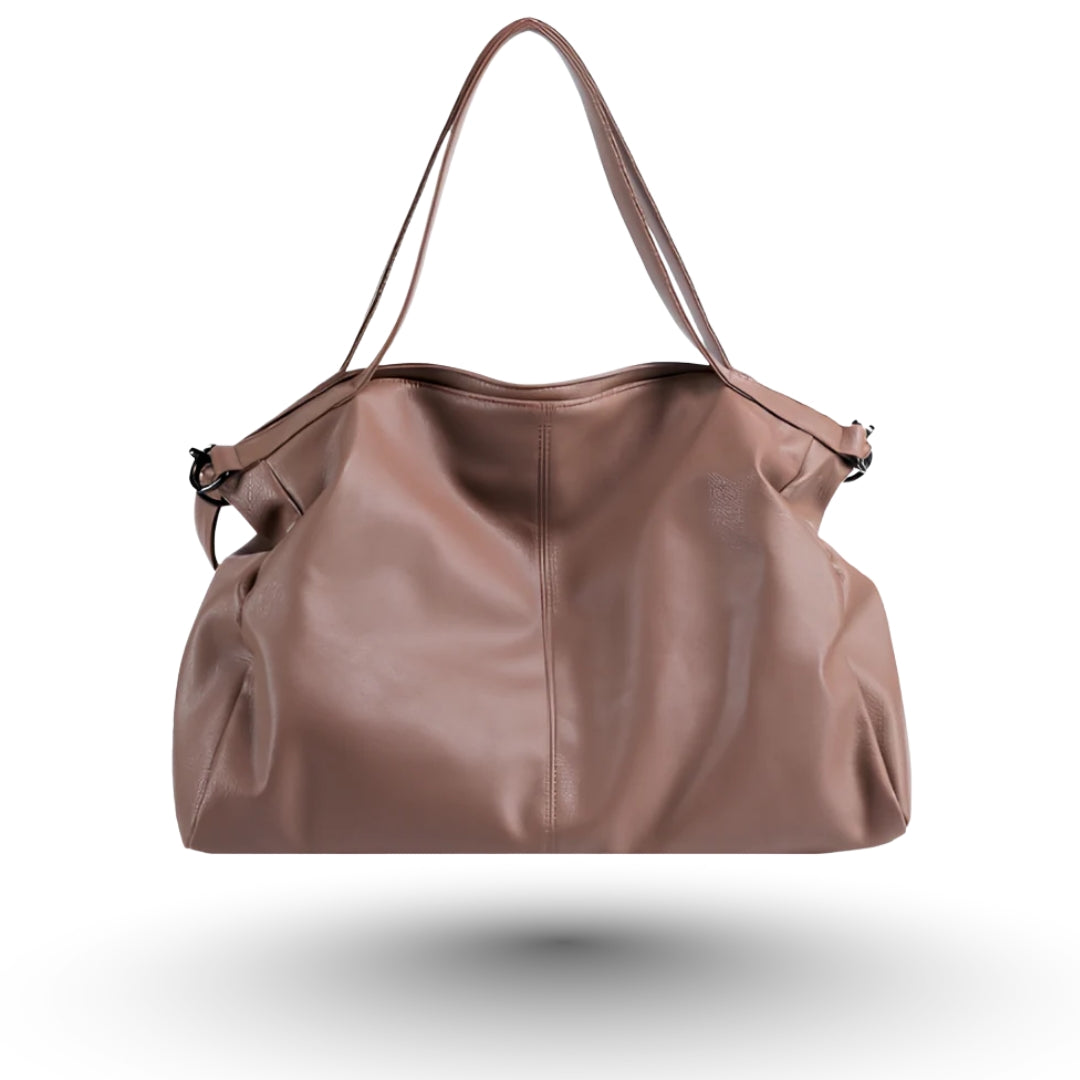 LEA – Sac à main de cours en cuir vegan souple marron, élégant et fonctionnel