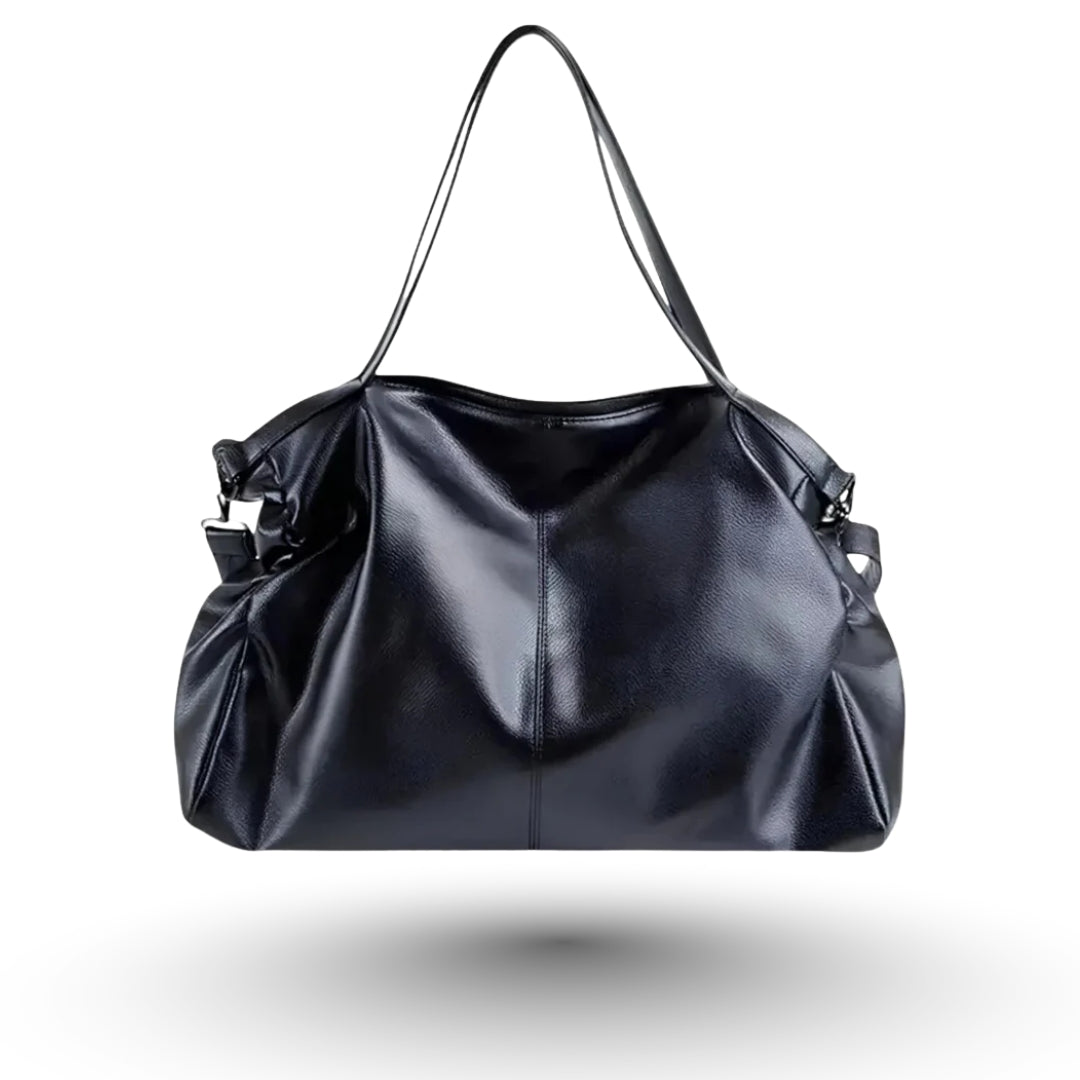 LEA – Sac à main de cours en cuir vegan souple noir, élégant et fonctionnel